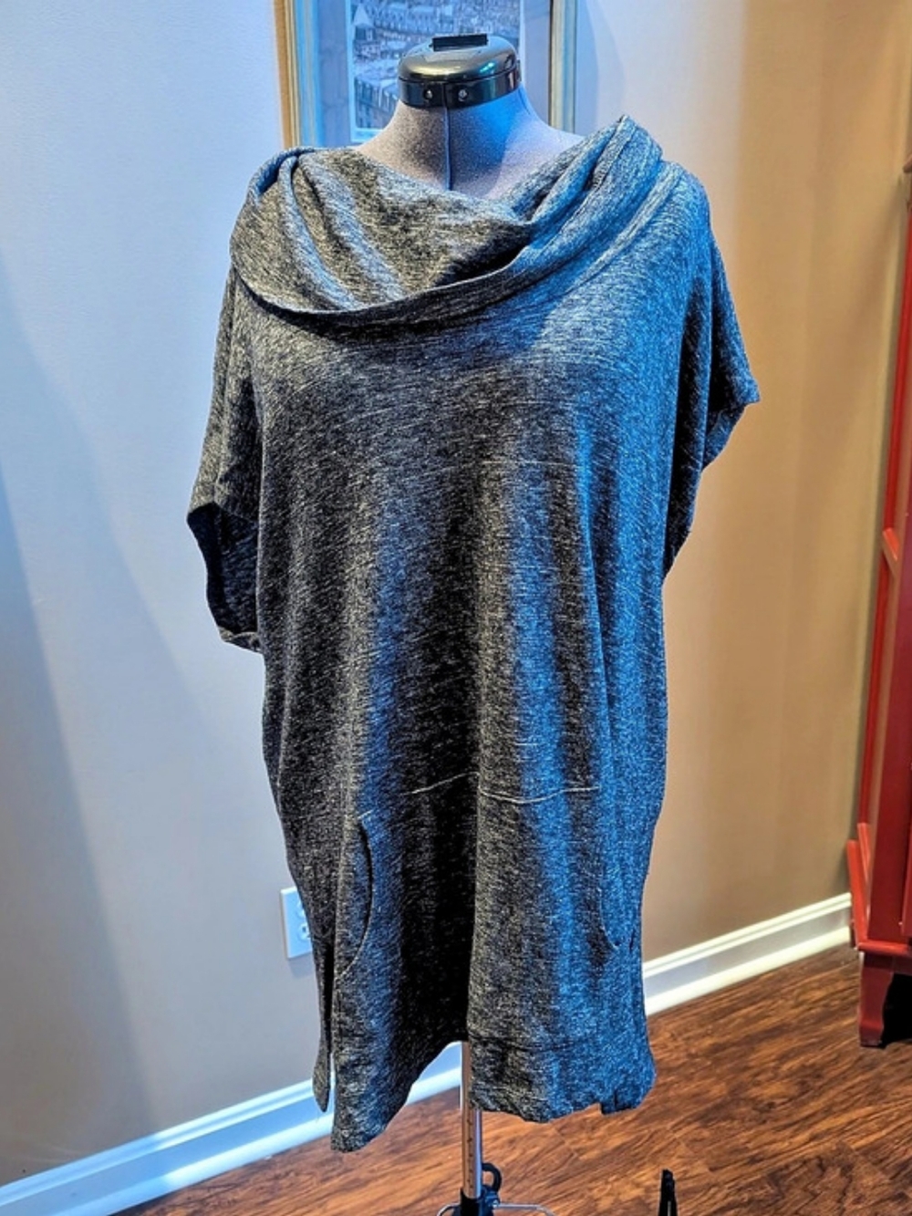 Brynn Walker Cowl Neck Midi Dress in Gray Size Medium Like New